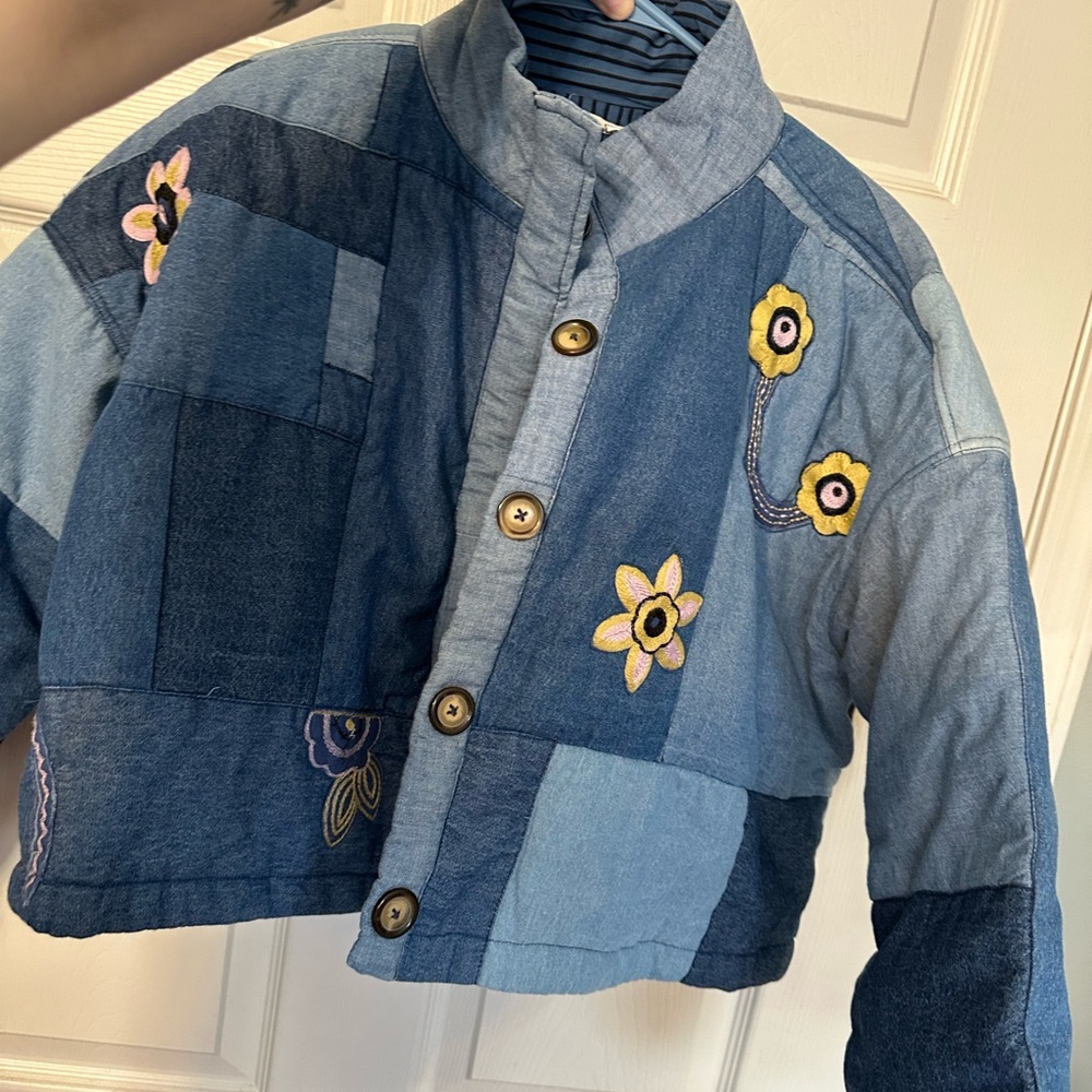 GUC M/L Kimchi blue cropped quilted denim jacket